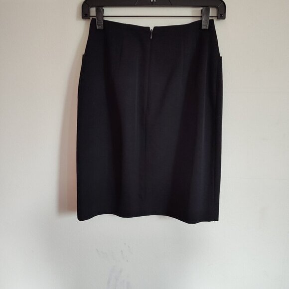 Ladies Petite SZ 2P Ellen Tracy Black Wool Pencil Skirt - Picture 2 of 4